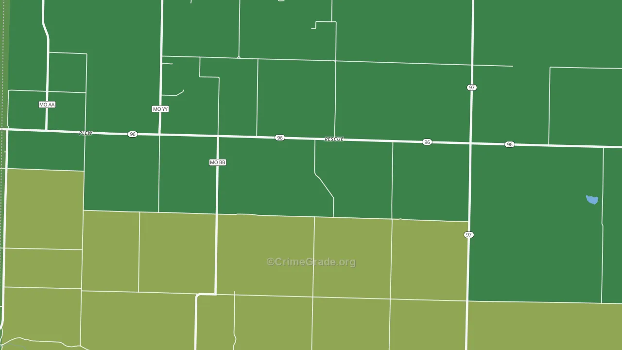 Rescue, MO Map of Vehicle Theft Rates