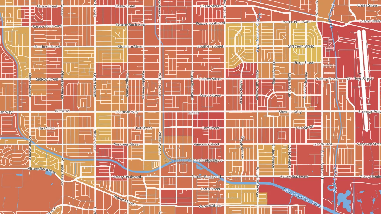 Reseda, CA Map of Vehicle Theft Rates