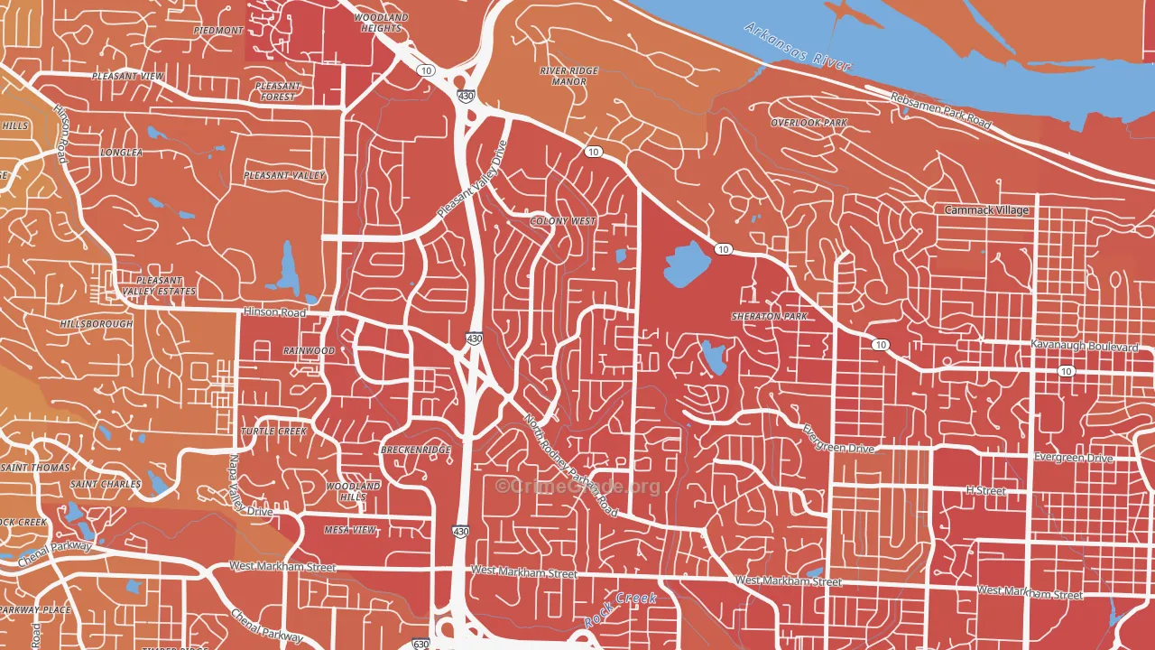 Reservoir, Little Rock, AR Map of Vehicle Theft Rates