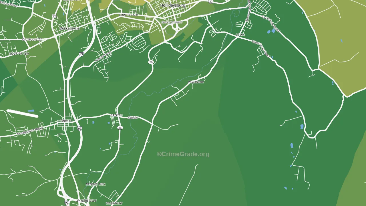 Reservoir, PA Map of Vehicle Theft Rates