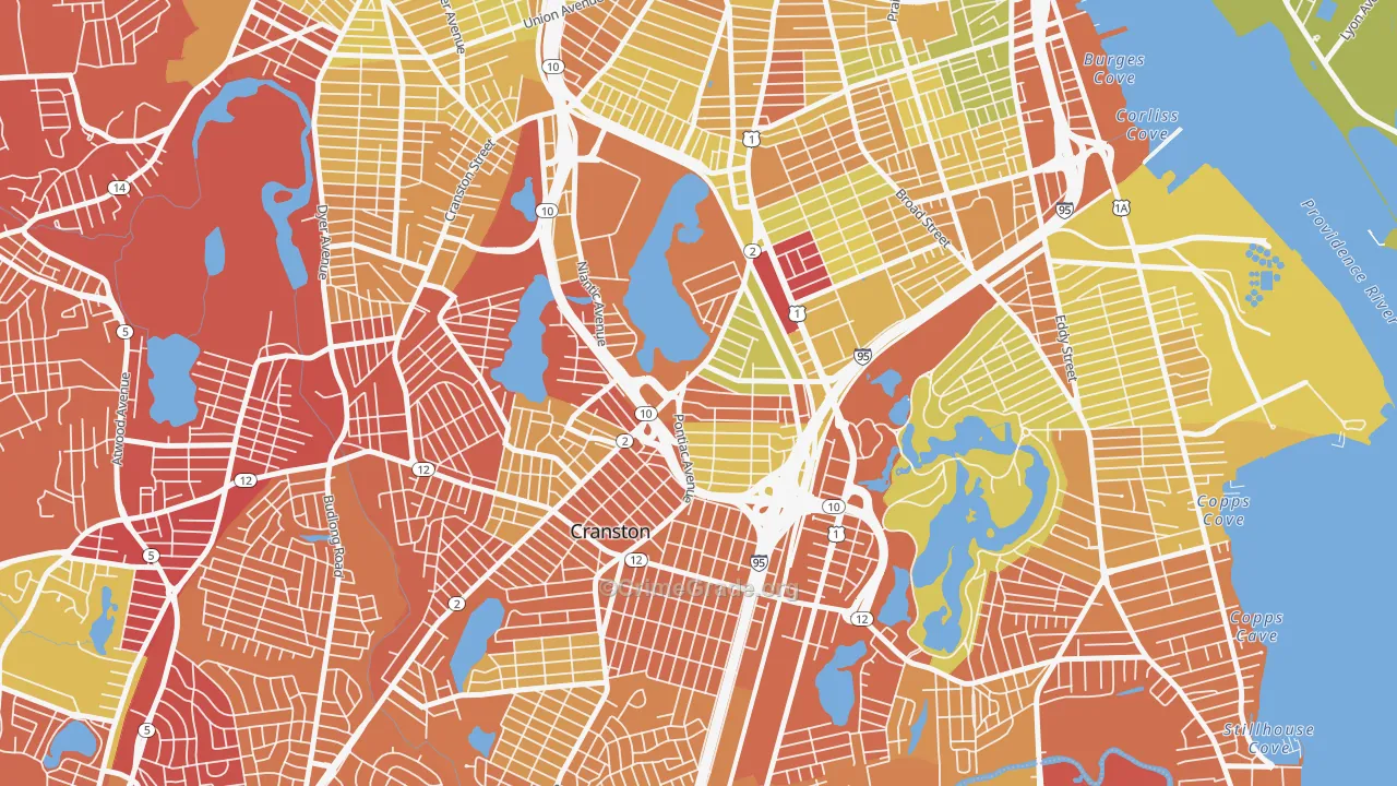 Reservoir, Providence, RI Map of Vehicle Theft Rates