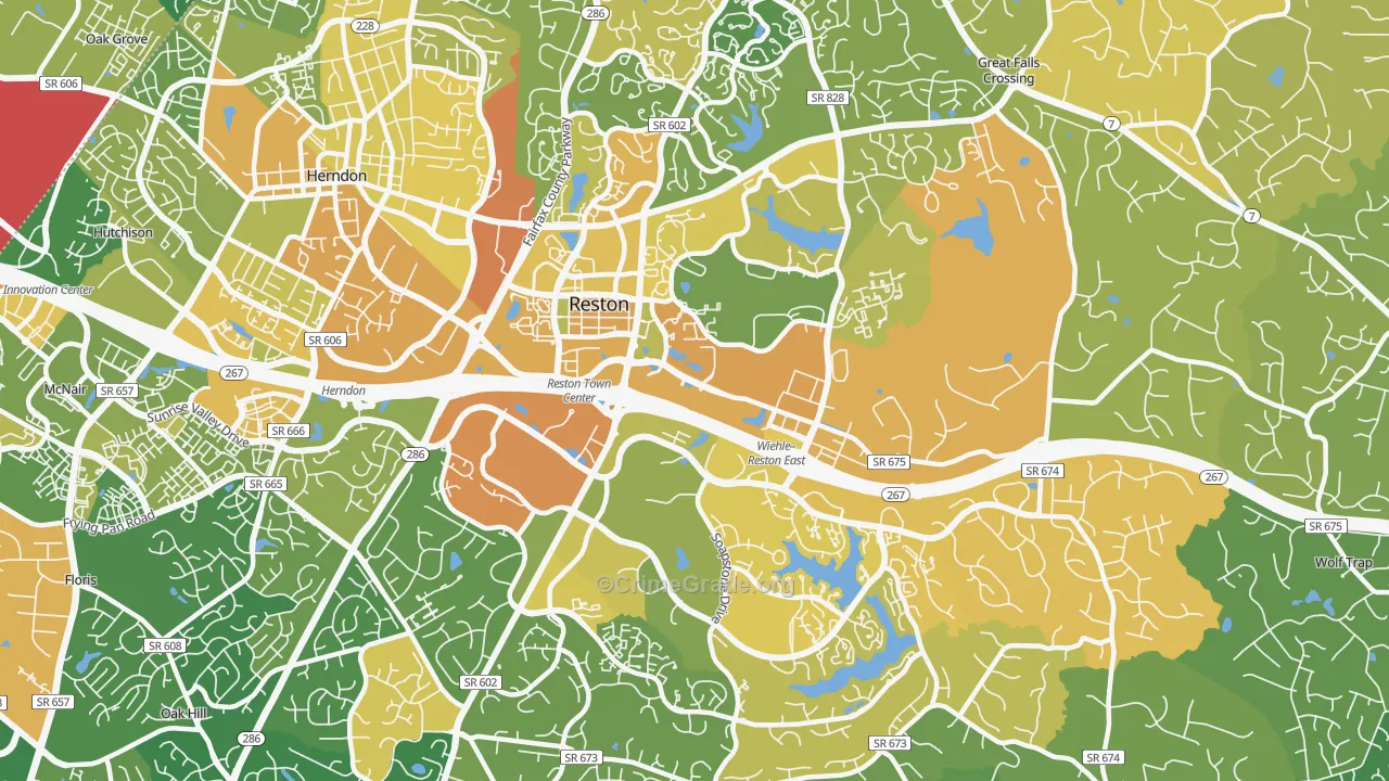 Reston, VA Map of Vehicle Theft Rates