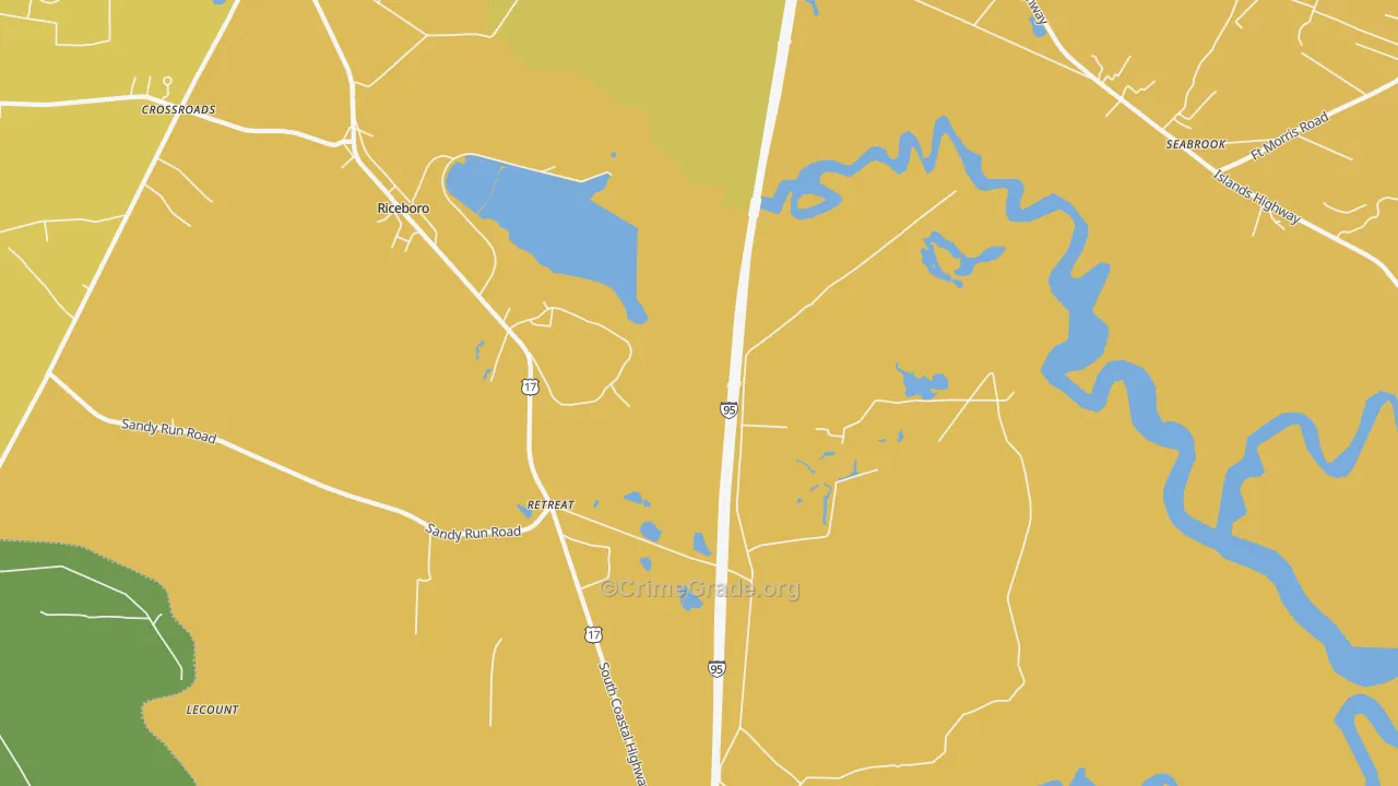 Retreat, GA Map of Vehicle Theft Rates