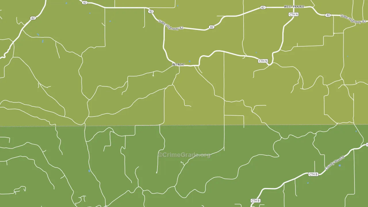 Retreat, WI Map of Vehicle Theft Rates