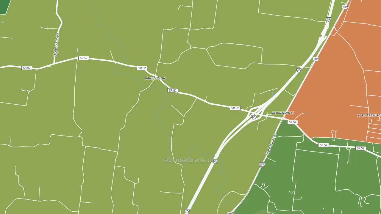 Reubensville, TN Map of Vehicle Theft Rates