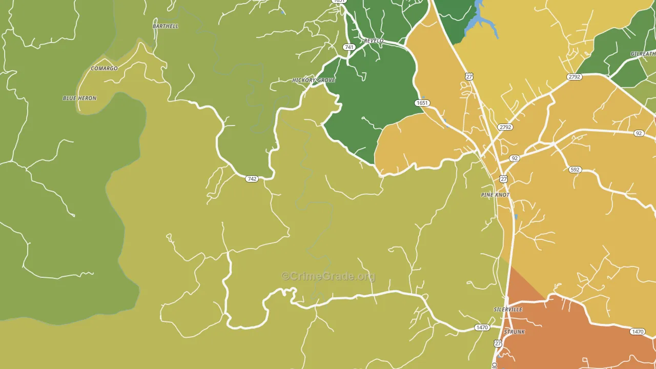 Revelo, KY Map of Vehicle Theft Rates