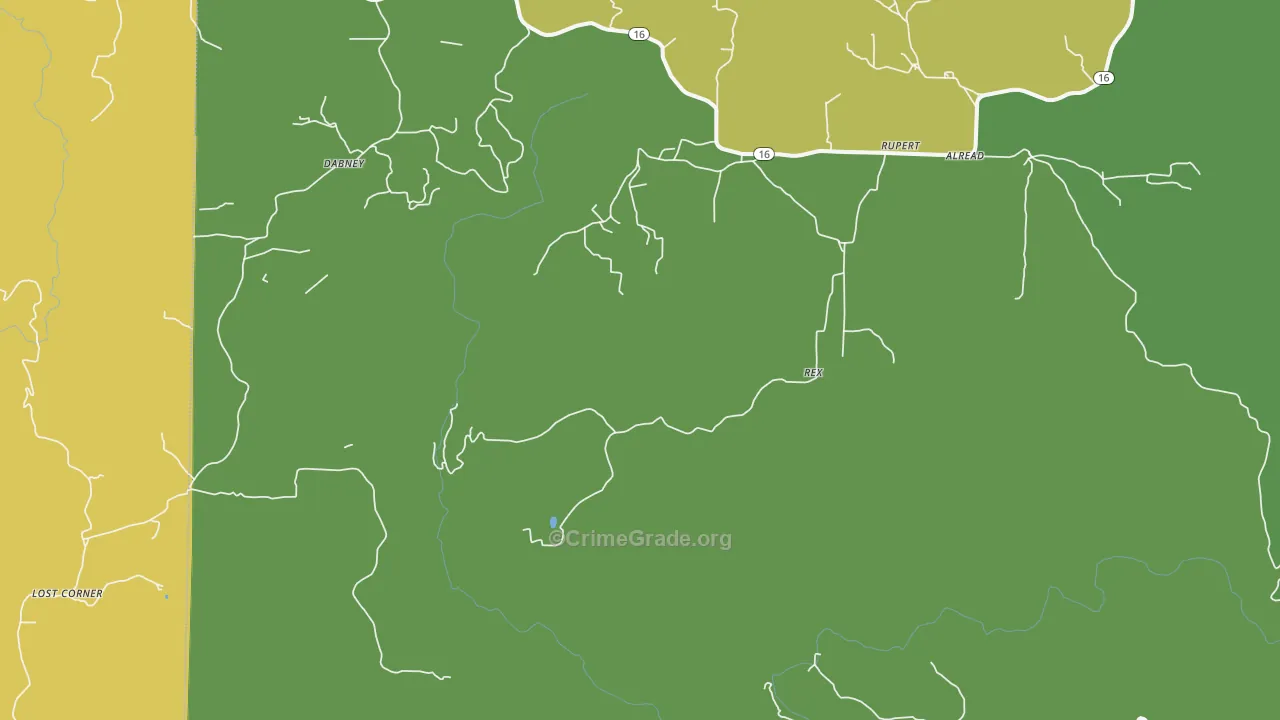 Rex, AR Map of Vehicle Theft Rates