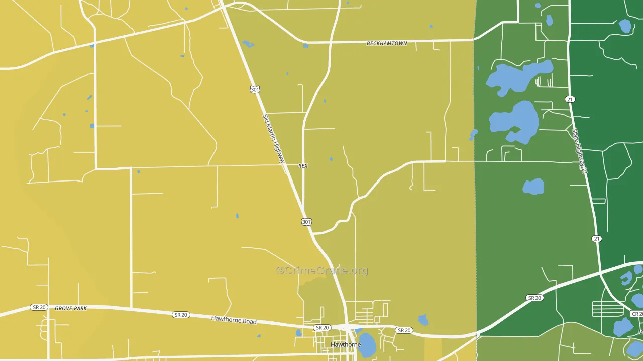 Rex, FL Map of Vehicle Theft Rates