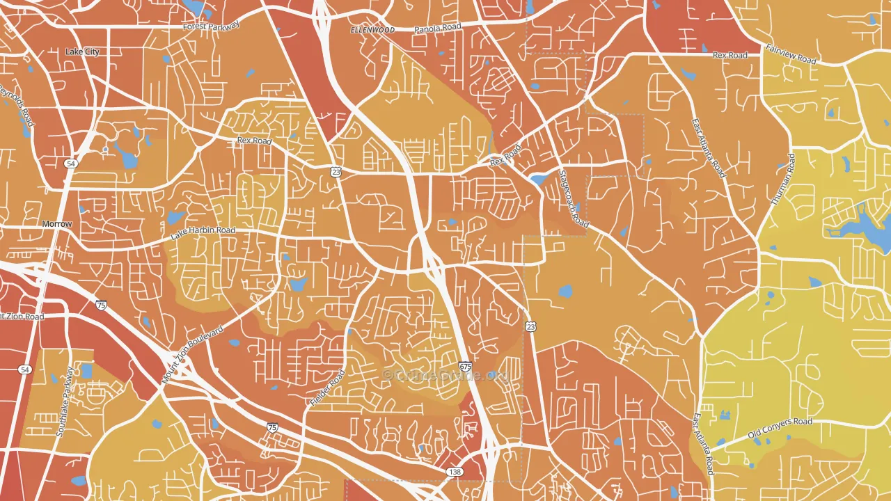 Rex, GA Map of Vehicle Theft Rates