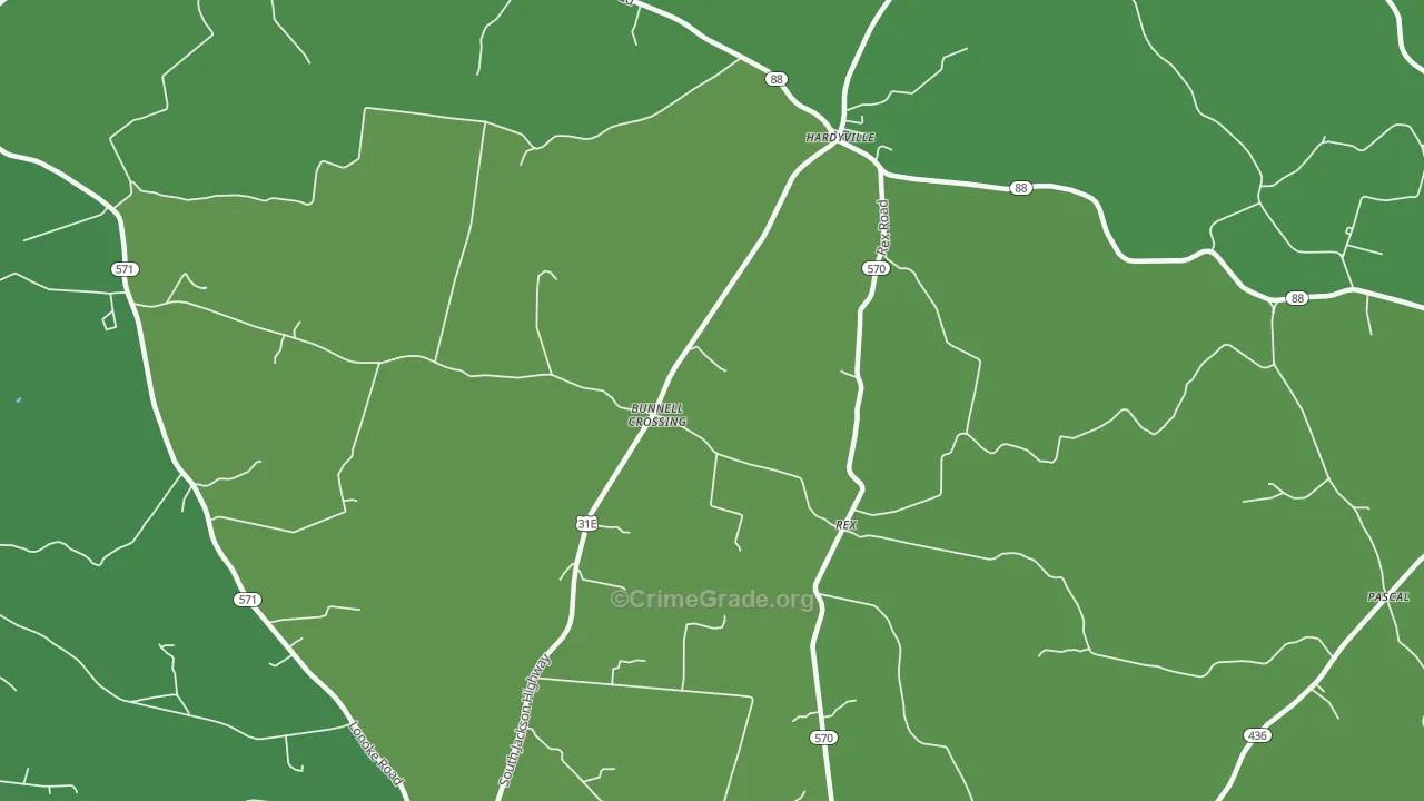 Rex, KY Map of Vehicle Theft Rates