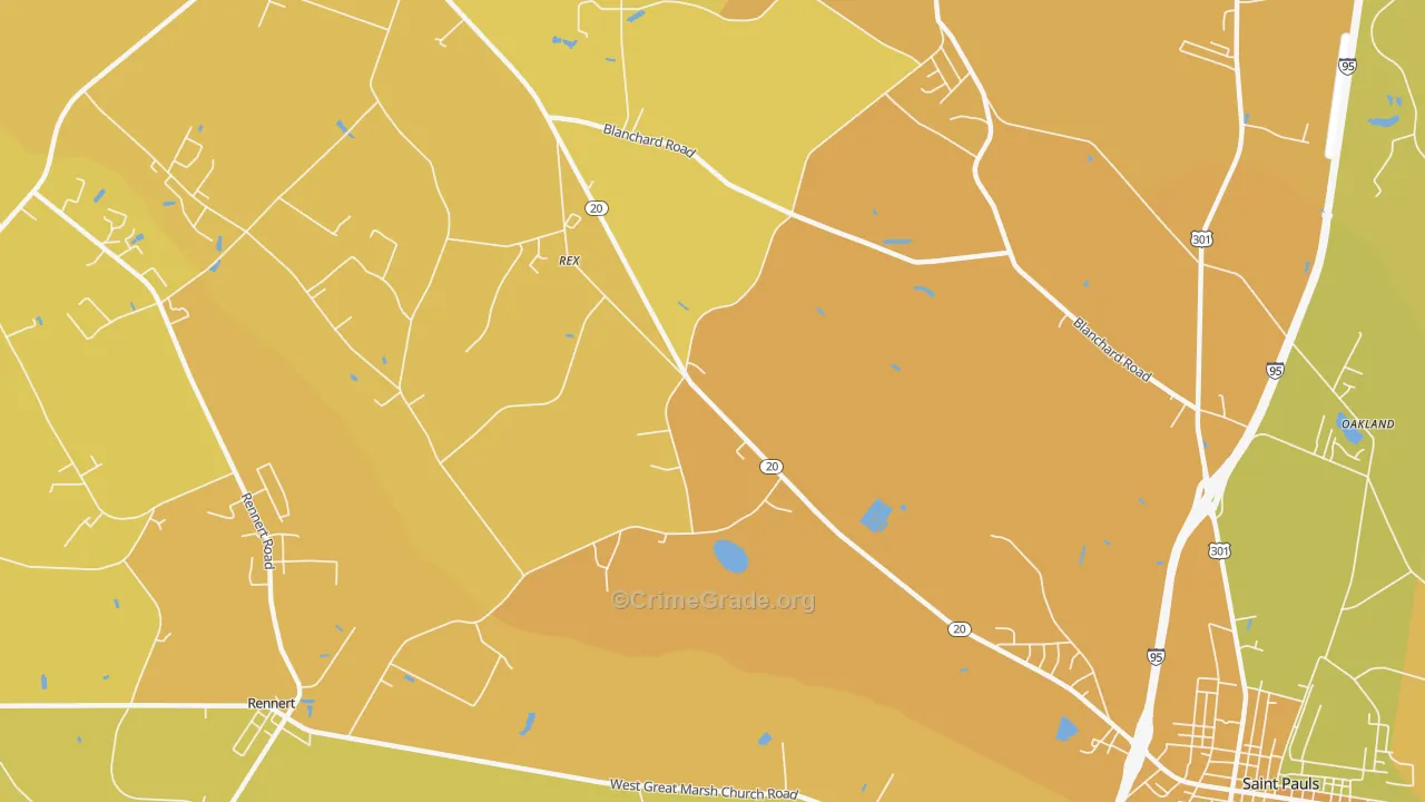 Rex, NC Map of Vehicle Theft Rates