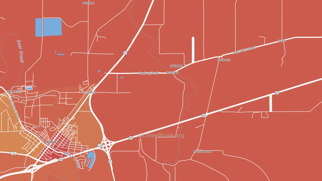 Rexburg, MS Map of Vehicle Theft Rates