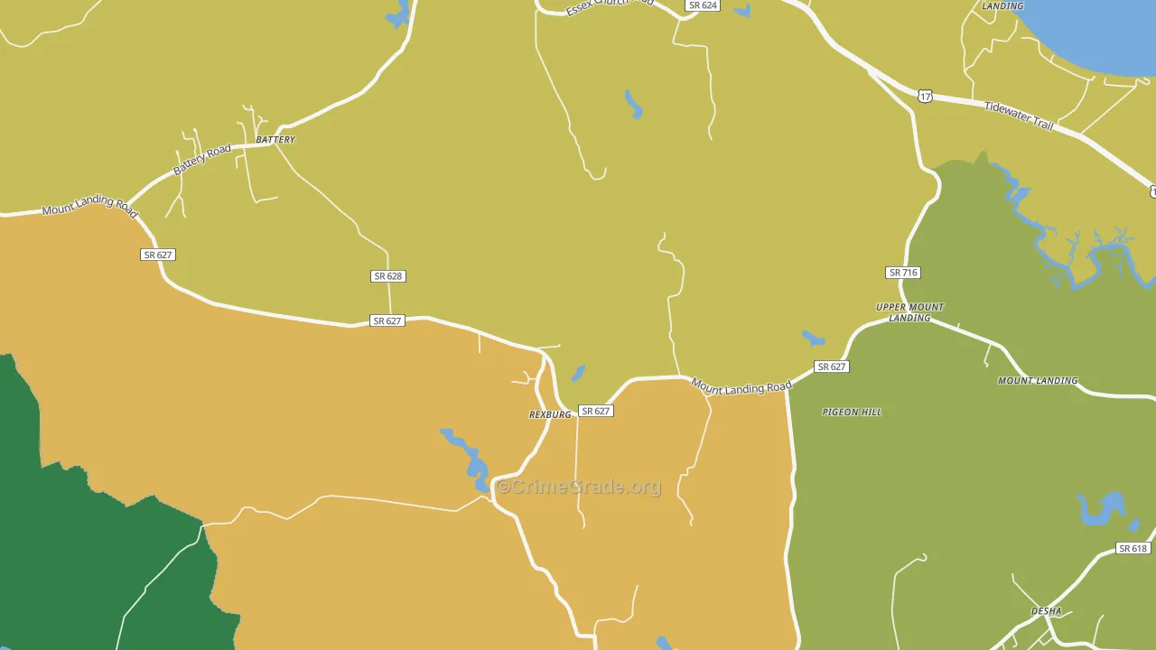 Rexburg, VA Map of Vehicle Theft Rates
