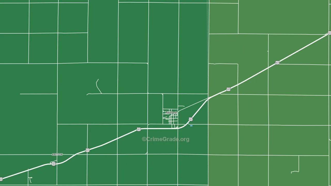 Rexford, KS Map of Vehicle Theft Rates