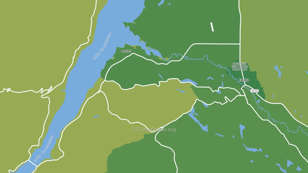 Rexford, MT Map of Vehicle Theft Rates