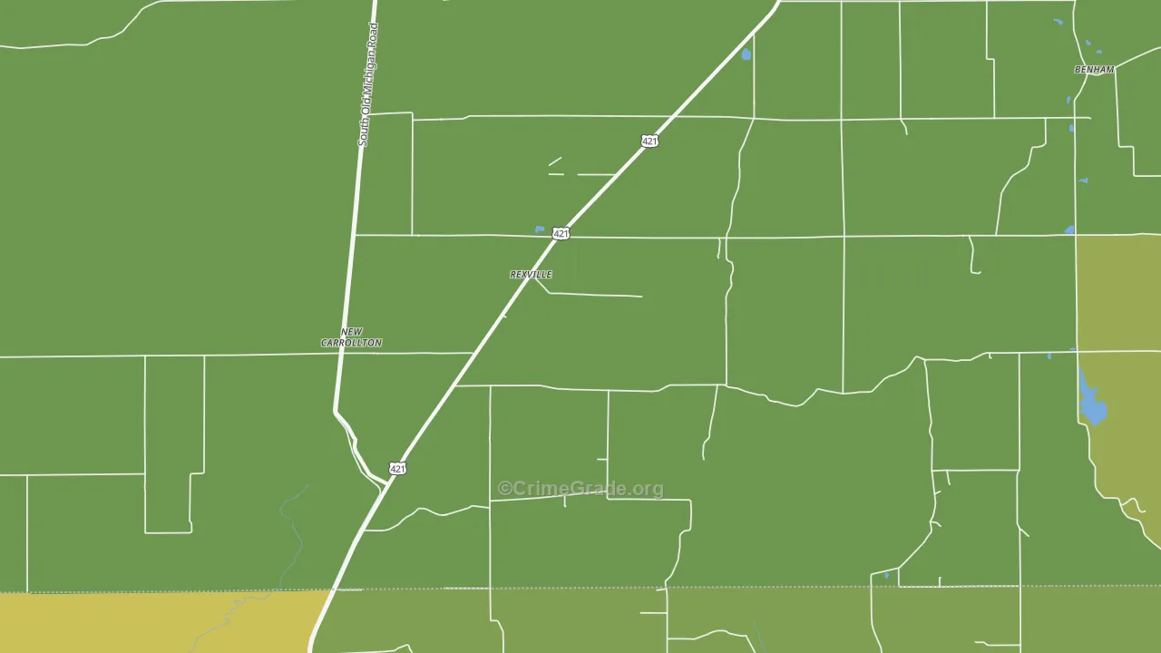Rexville, IN Map of Vehicle Theft Rates