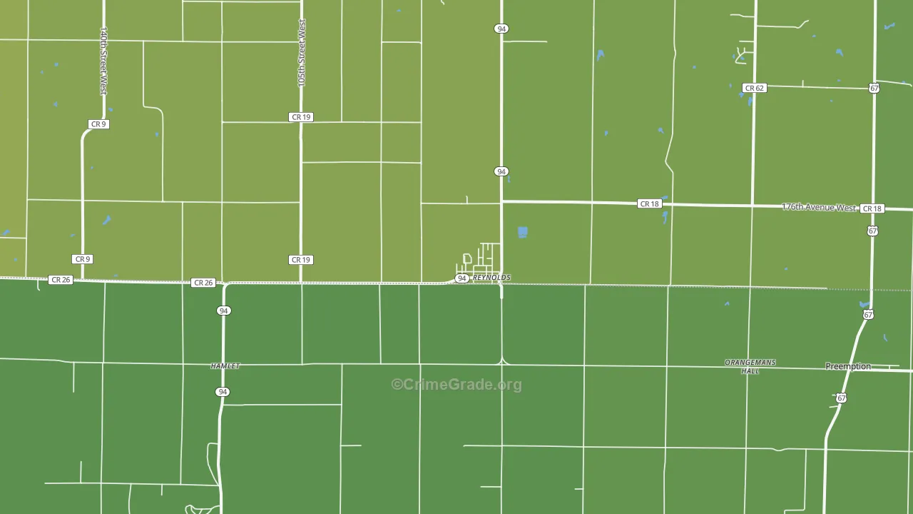 Reynolds, IL Map of Vehicle Theft Rates
