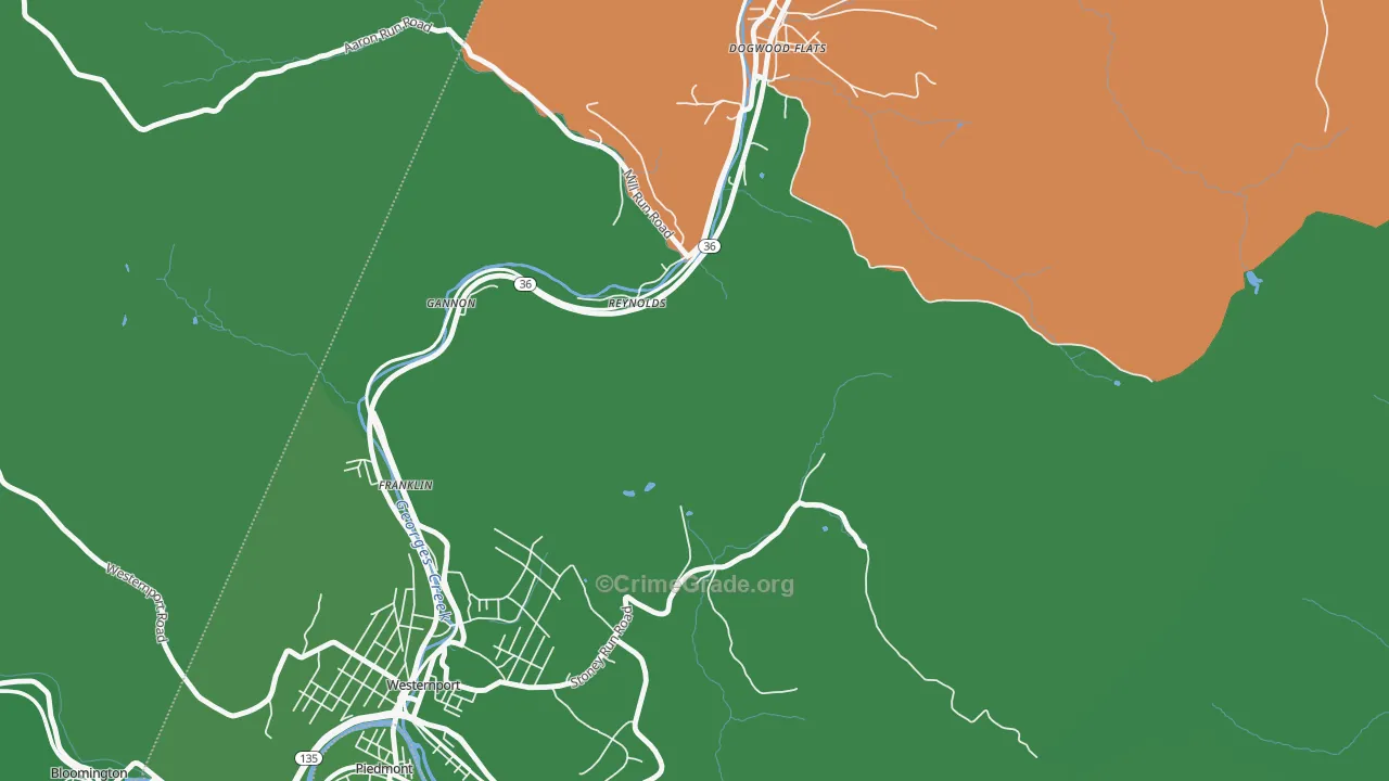 Reynolds, MD Map of Vehicle Theft Rates