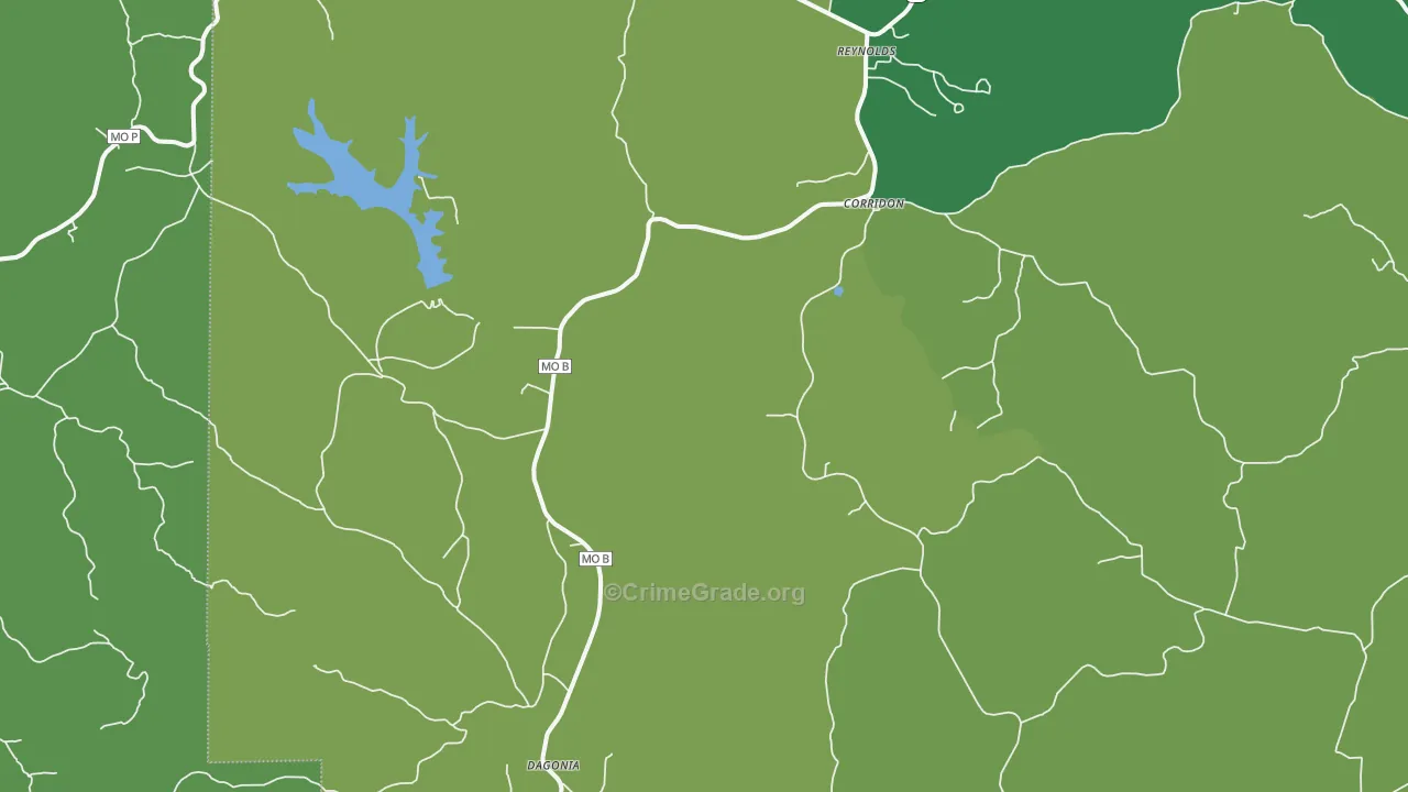 Reynolds, MO Map of Vehicle Theft Rates