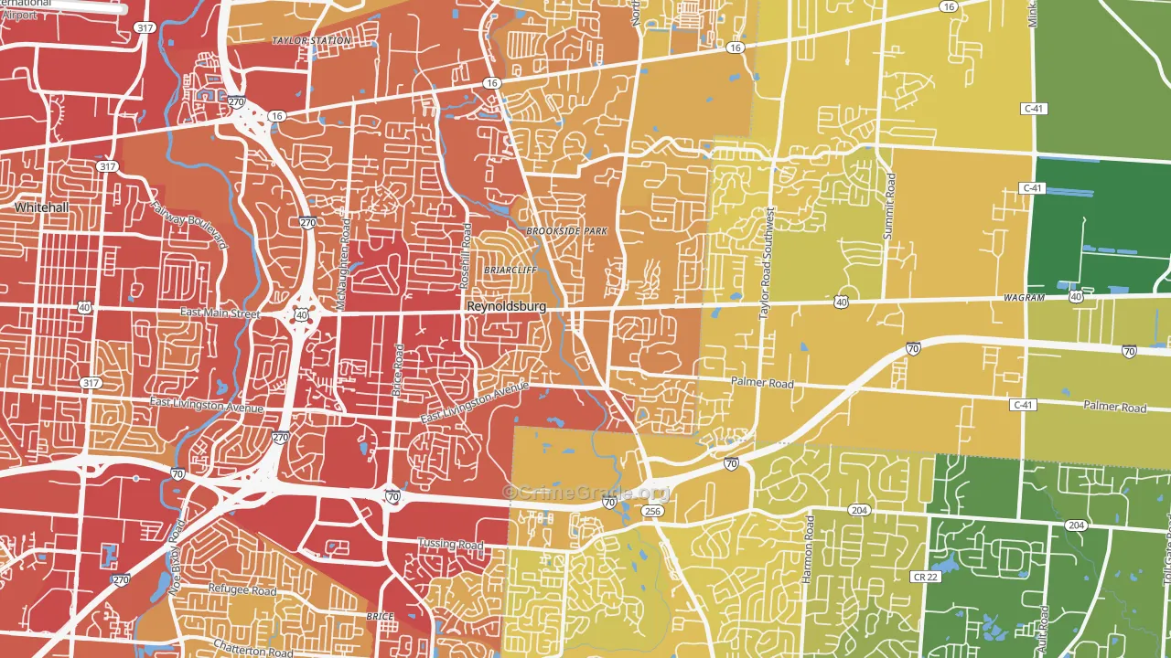 Reynoldsburg, OH Map of Vehicle Theft Rates