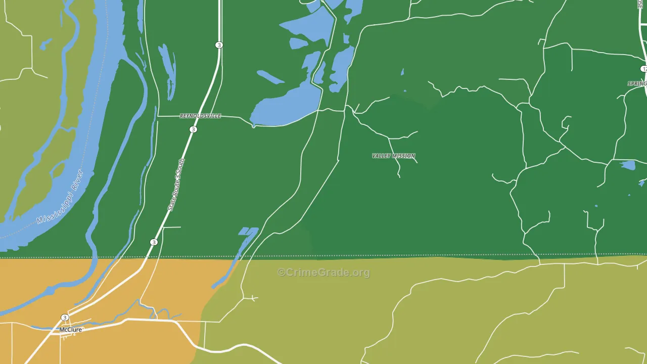 Reynoldsville, IL Map of Vehicle Theft Rates
