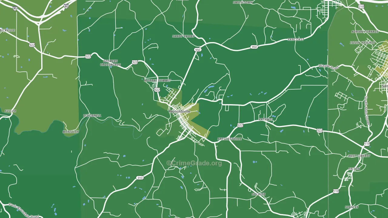 Reynoldsville, PA Map of Vehicle Theft Rates