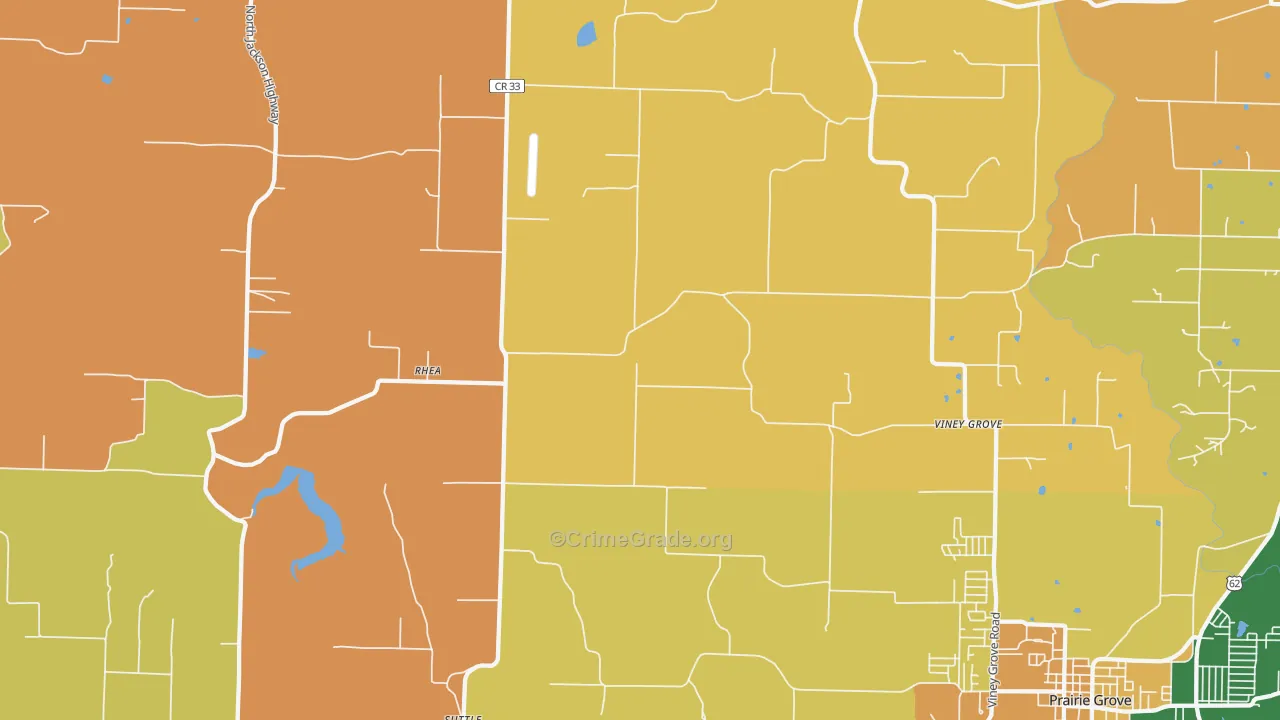 Rhea, AR Map of Vehicle Theft Rates