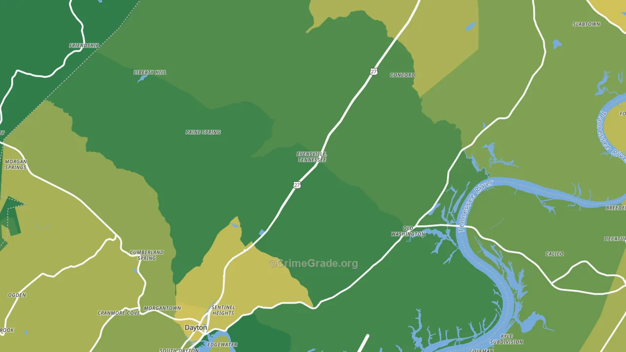 Rhea County, TN Map of Vehicle Theft Rates