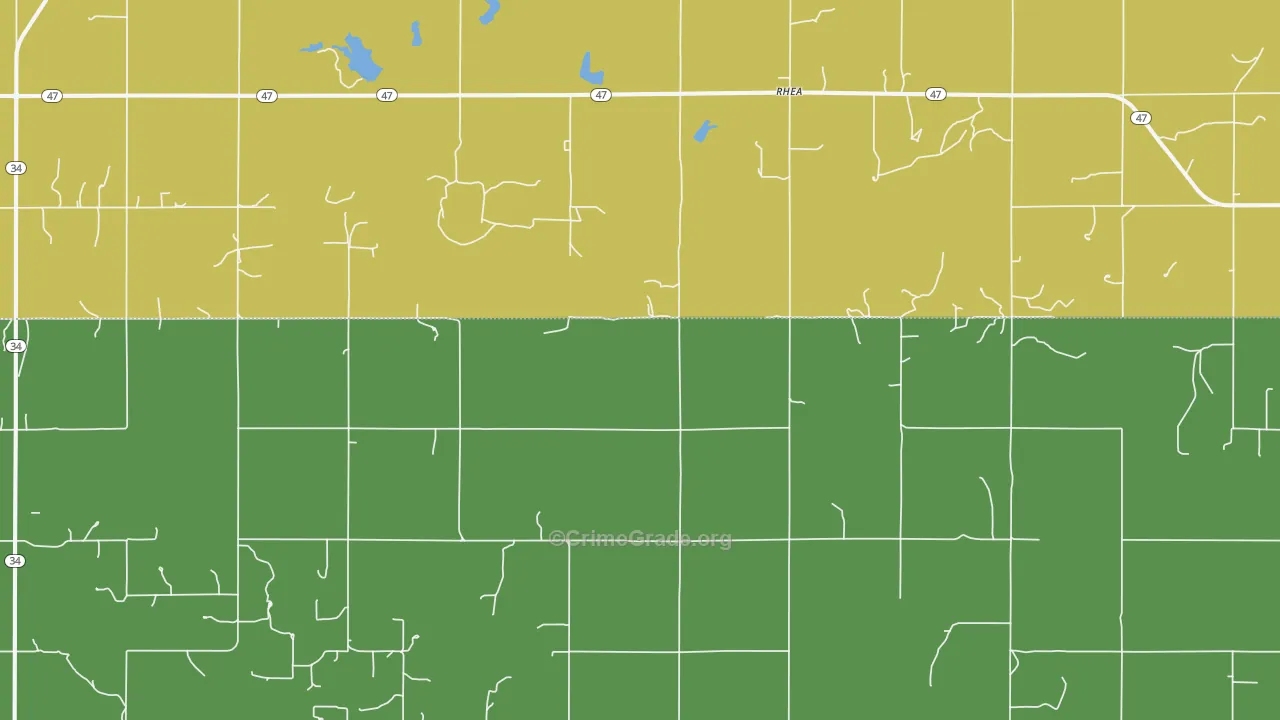 Rhea, OK Map of Vehicle Theft Rates