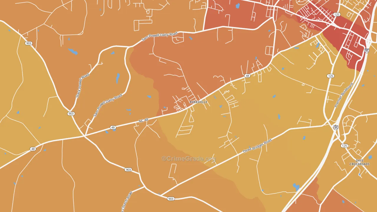 Rheasville, NC Map of Vehicle Theft Rates