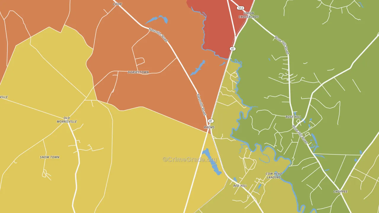 Rhems, SC Map of Vehicle Theft Rates