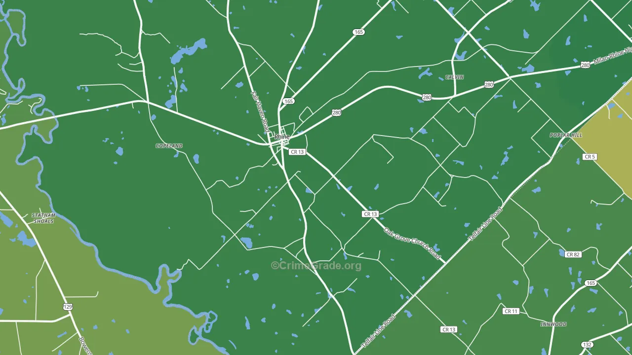 Rhine, GA Map of Vehicle Theft Rates