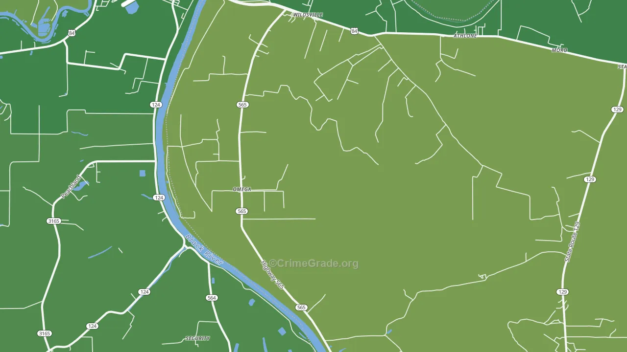 Rhinehart, LA Map of Vehicle Theft Rates