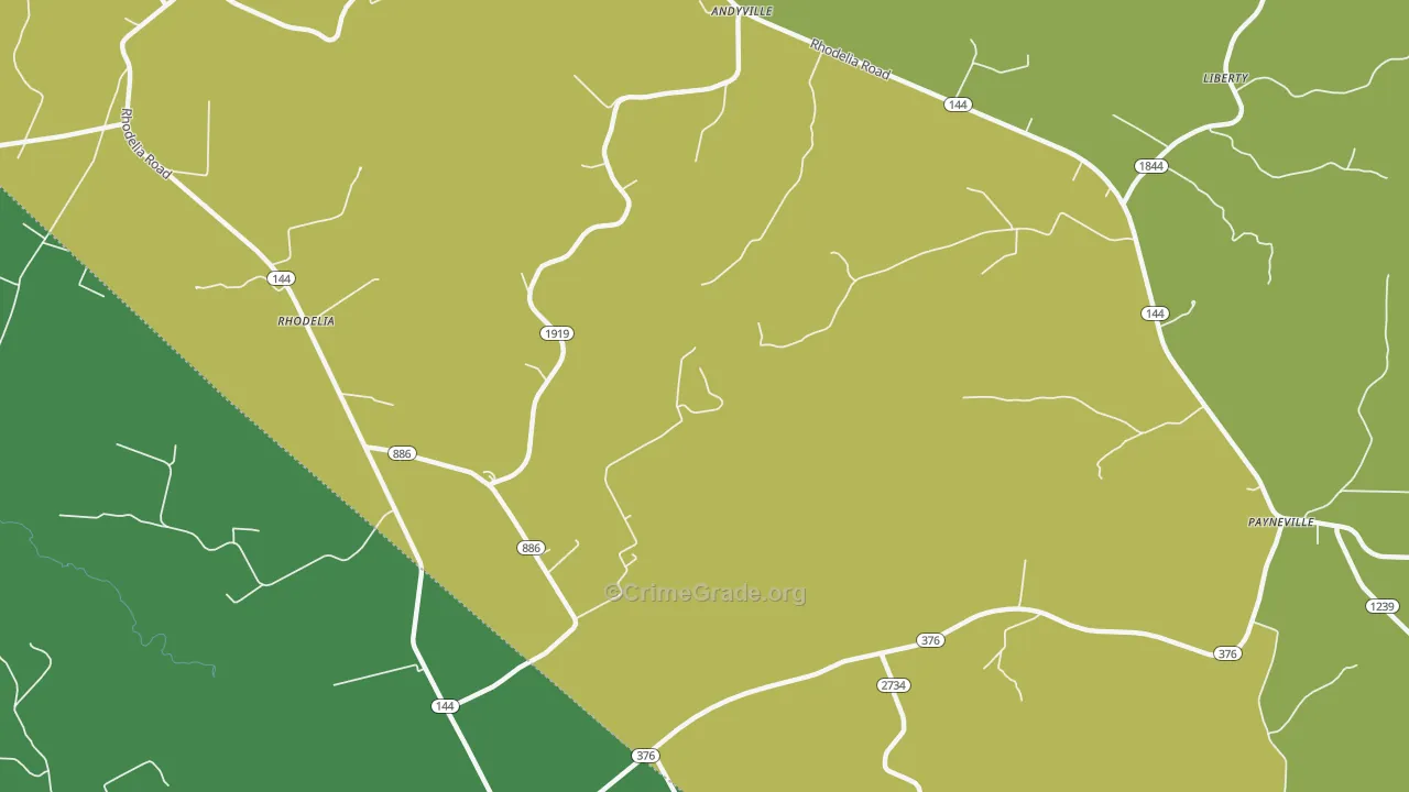 Rhodelia, KY Map of Vehicle Theft Rates