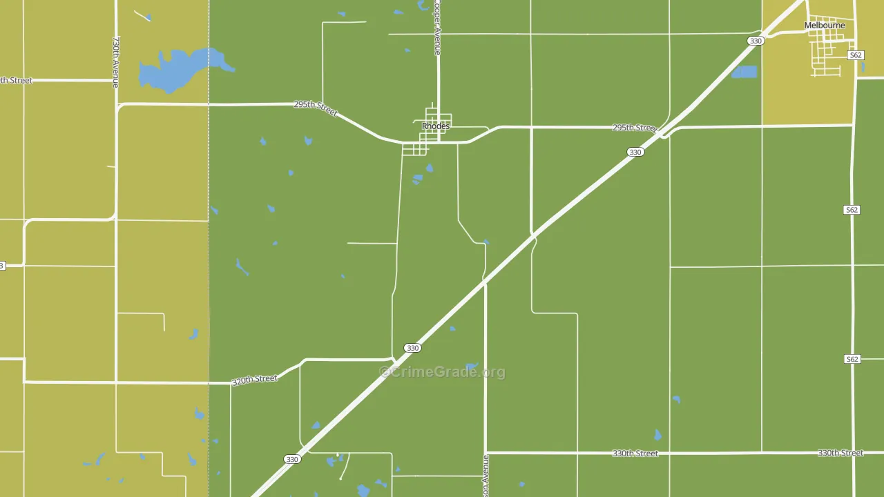 Rhodes, IA Map of Vehicle Theft Rates