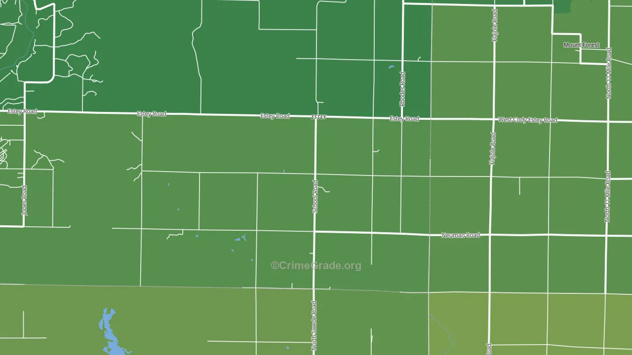 Rhodes, MI Map of Vehicle Theft Rates