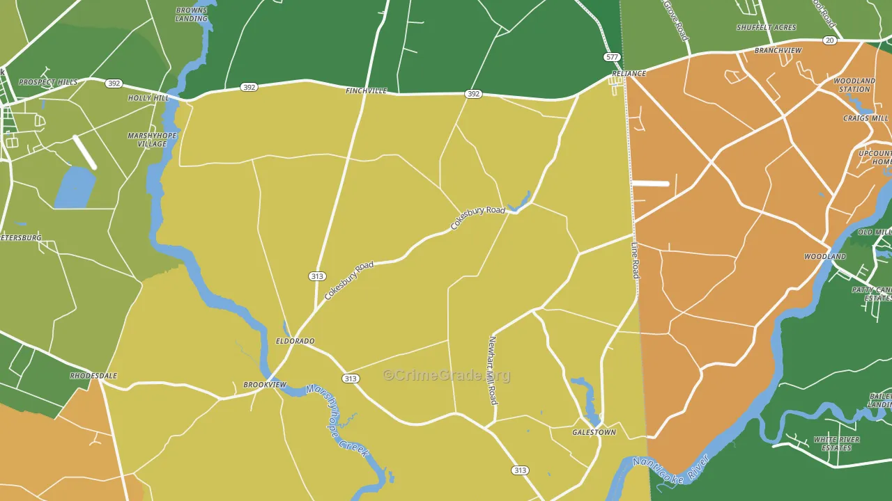 Rhodesdale, MD Map of Vehicle Theft Rates