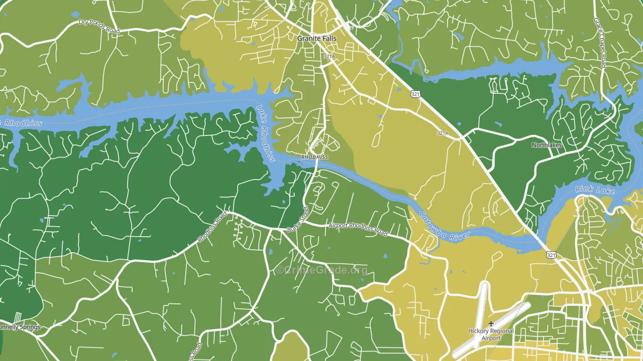 Rhodhiss, NC Map of Vehicle Theft Rates