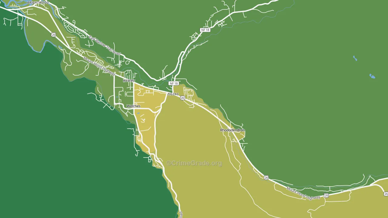 Rhododendron, OR Map of Vehicle Theft Rates