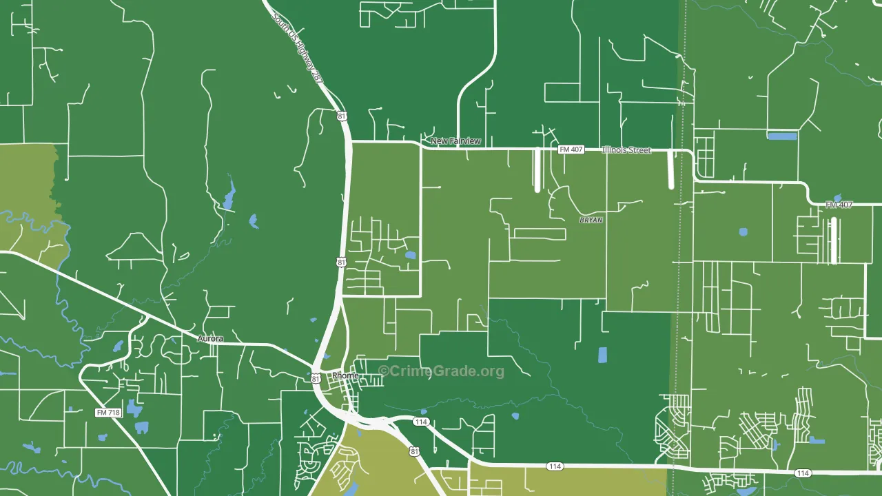 Rhome, TX Map of Vehicle Theft Rates
