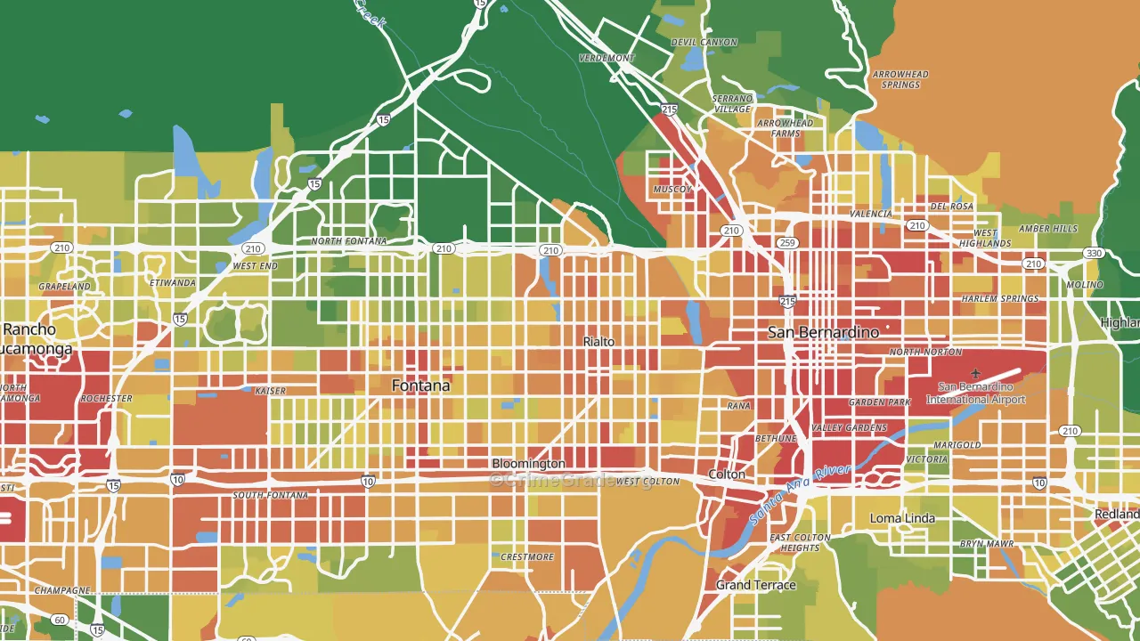 Rialto, CA Map of Vehicle Theft Rates