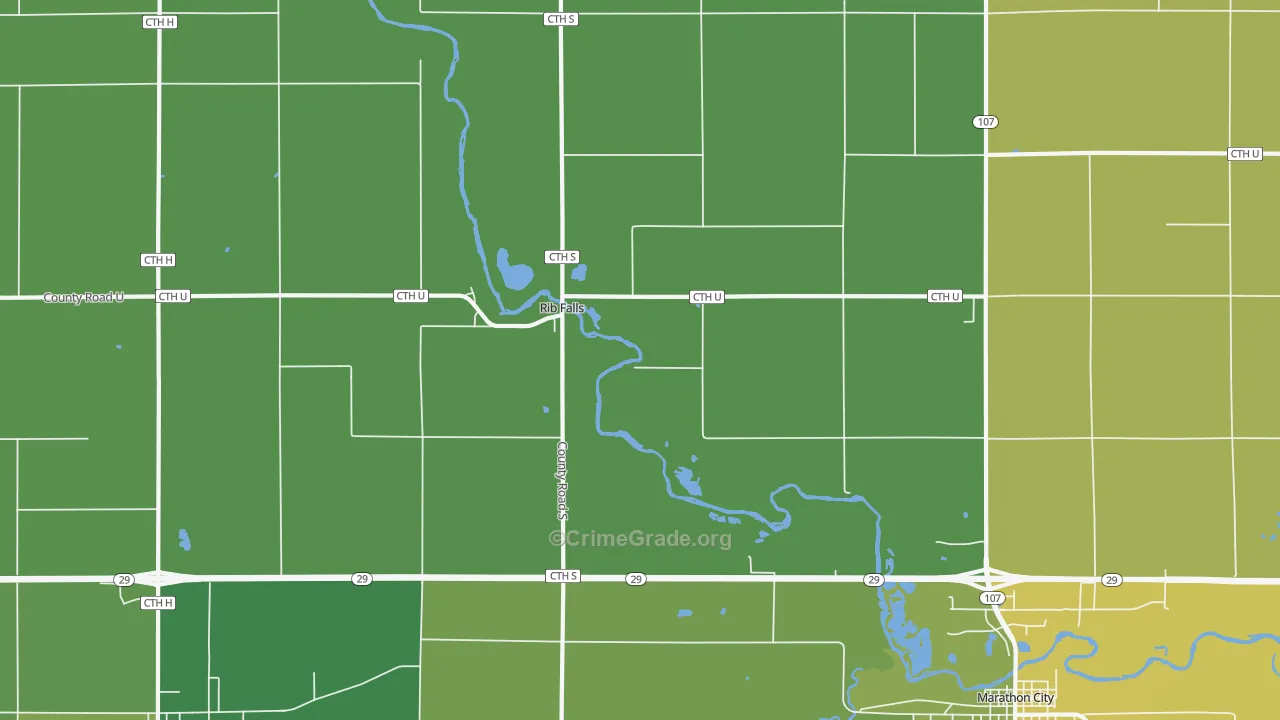 Rib Falls, WI Map of Vehicle Theft Rates