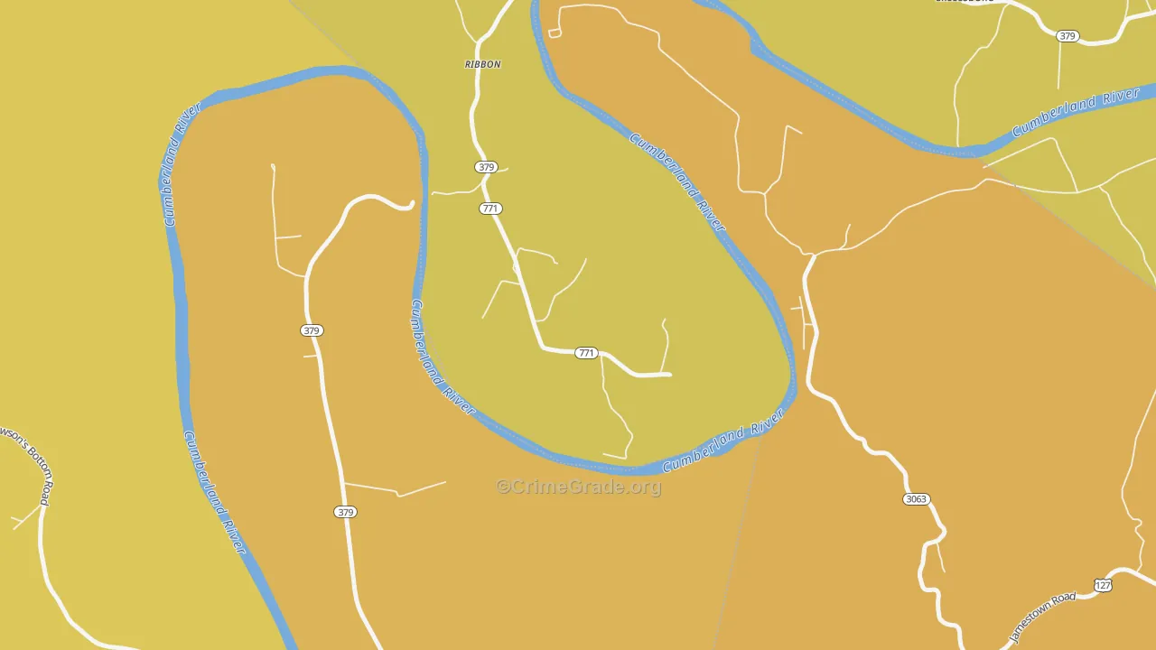 Ribbon, KY Map of Vehicle Theft Rates