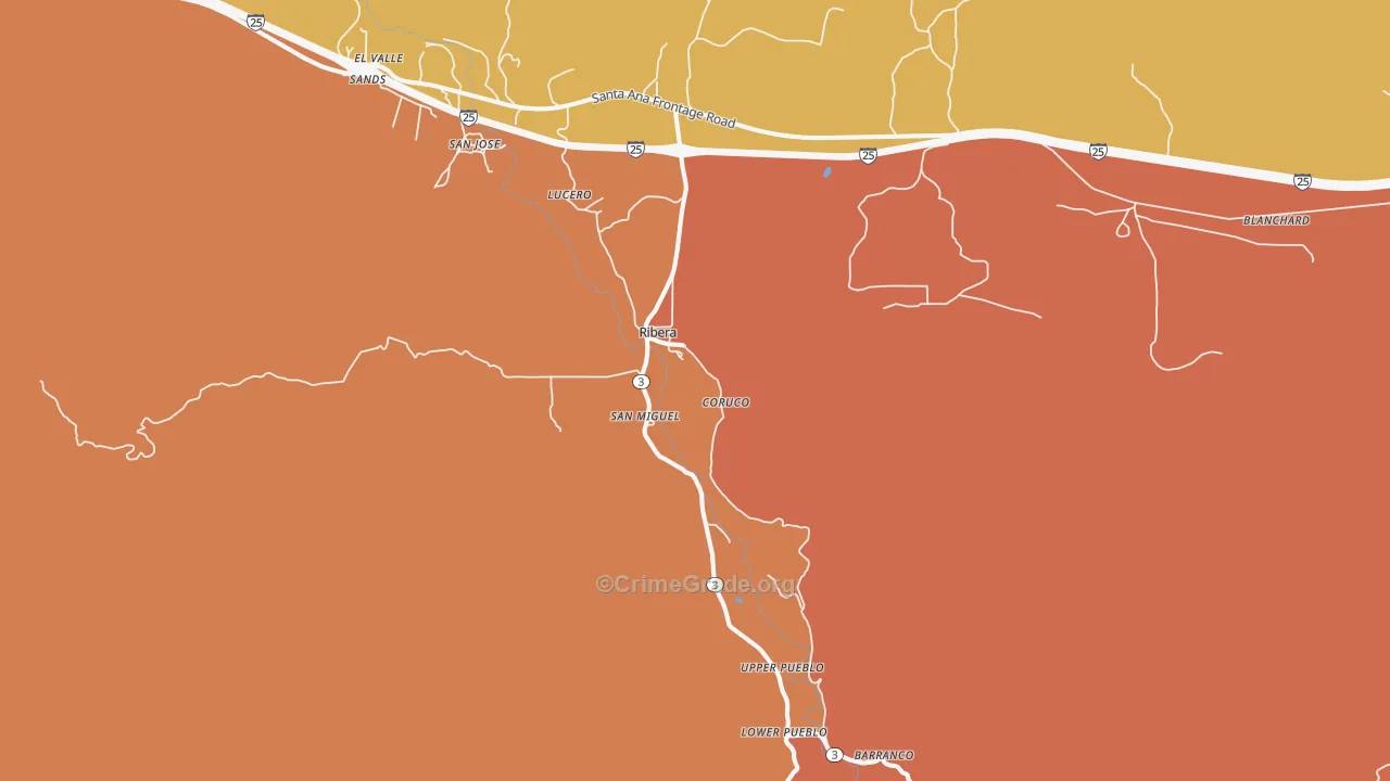 Ribera, NM Map of Vehicle Theft Rates