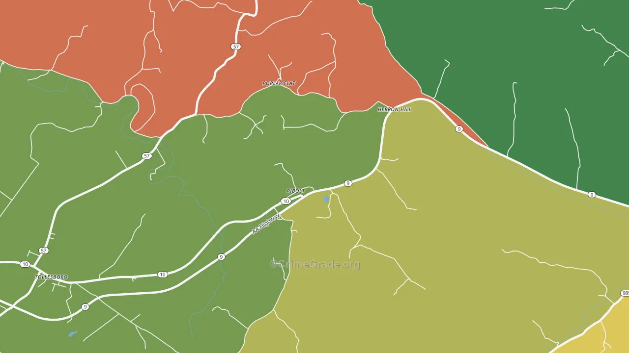 Ribolt, KY Map of Vehicle Theft Rates