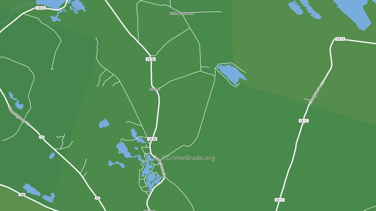 Ricard, NY Map of Vehicle Theft Rates