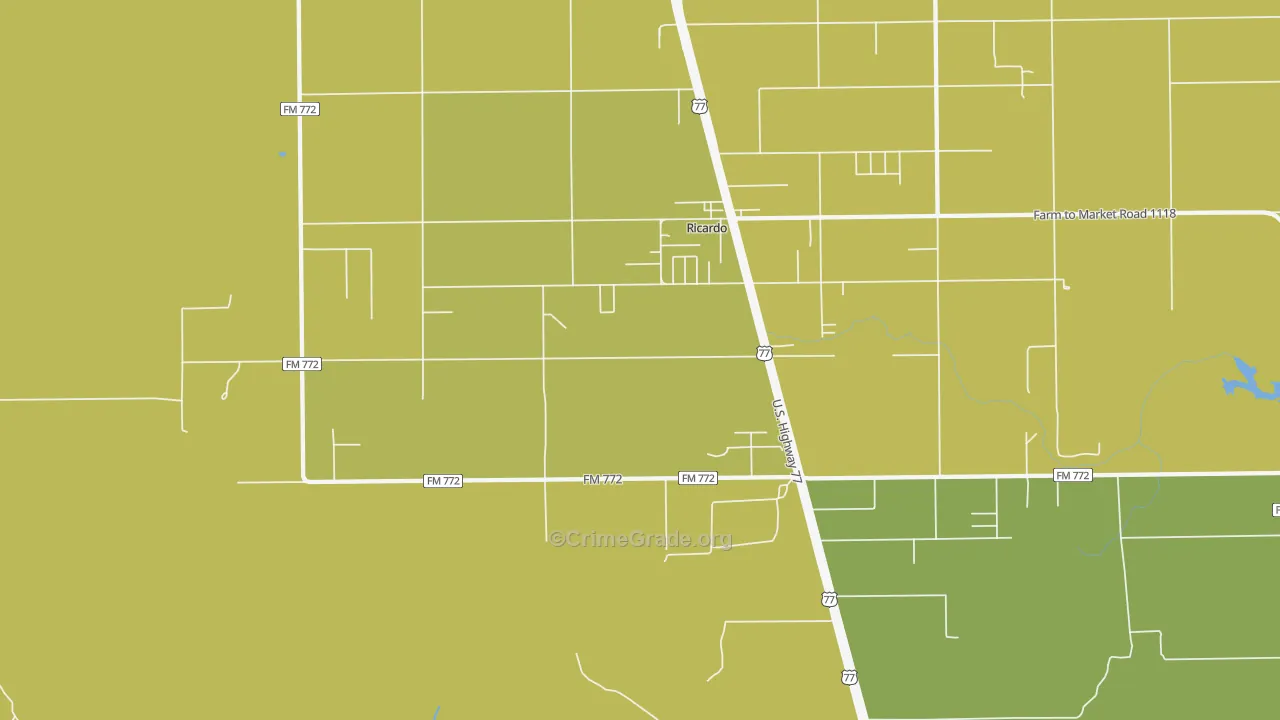 Ricardo, TX Map of Vehicle Theft Rates