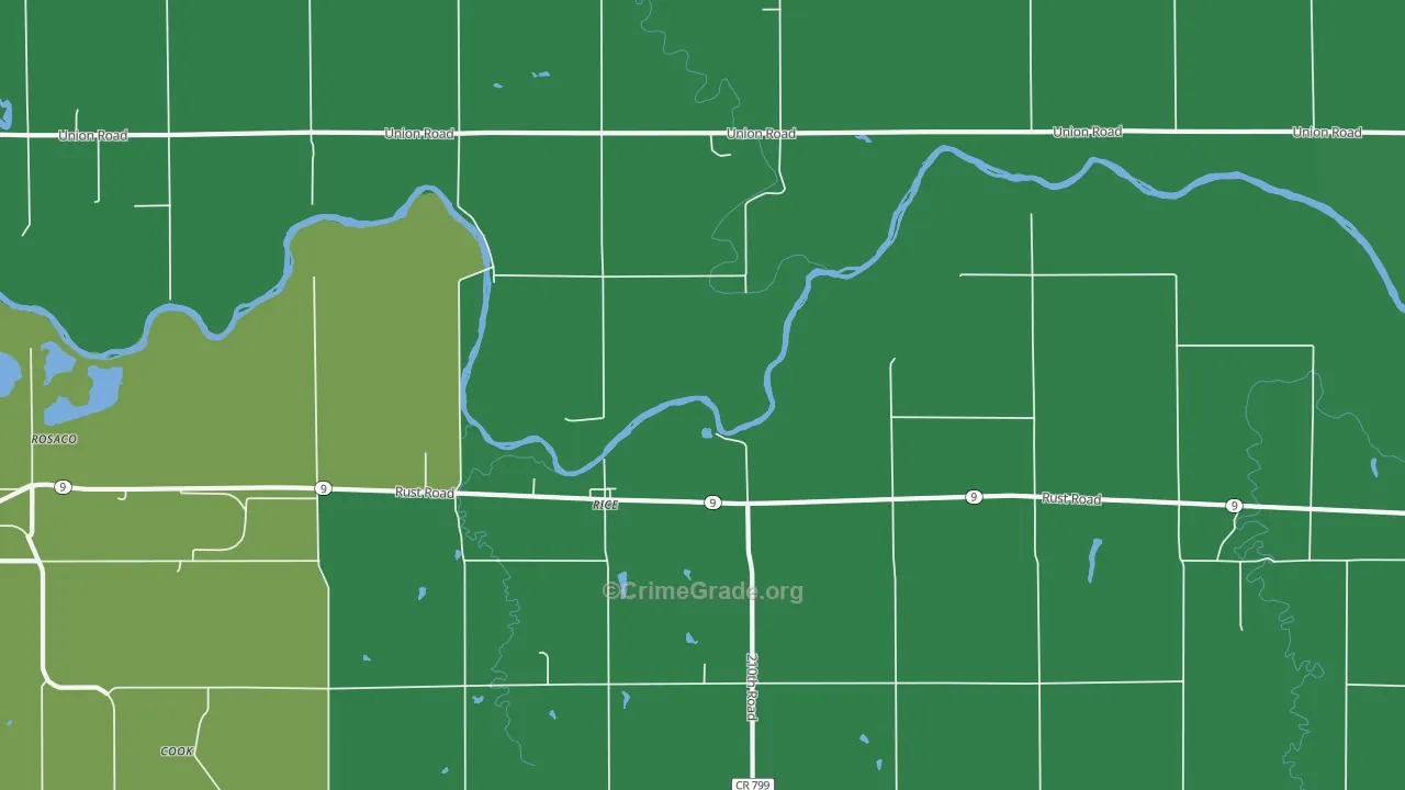 Rice, KS Map of Vehicle Theft Rates