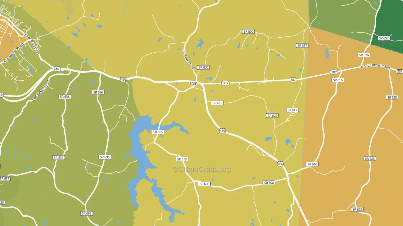 Rice, VA Map of Vehicle Theft Rates