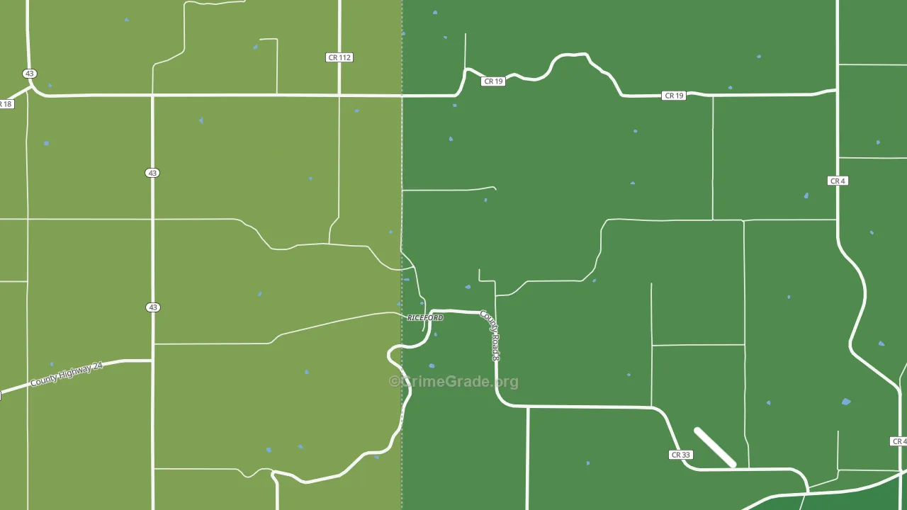 Riceford, MN Map of Vehicle Theft Rates